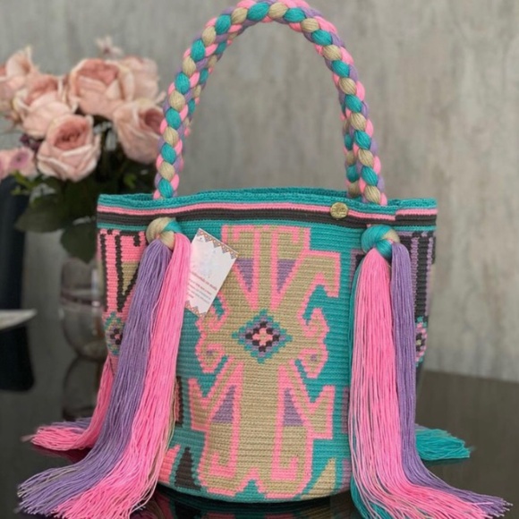 Wayuu Tribe Handbags - NEW Tote bag Rapunzel / Handmade Bag/ braided strap/ Size L